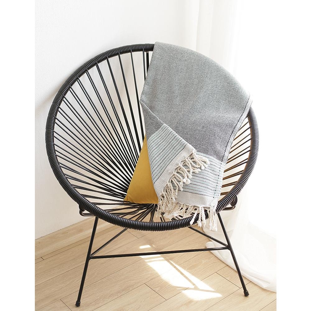 Grey And Blue Striped Turkish Towel Or Throw Blanket HomeRoots