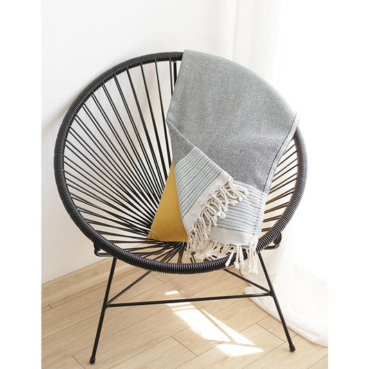 Grey And Blue Striped Turkish Towel Or Throw Blanket HomeRoots