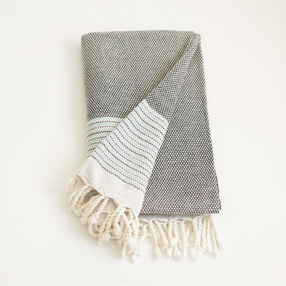 Grey And Blue Striped Turkish Towel Or Throw Blanket HomeRoots