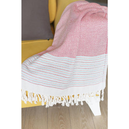 Red And White Checked Turkish Towel Or Throw Blanket - FurniFindUSA