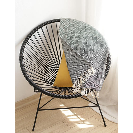 70" Geometric Handwoven Throw Blankets In Black HomeRoots