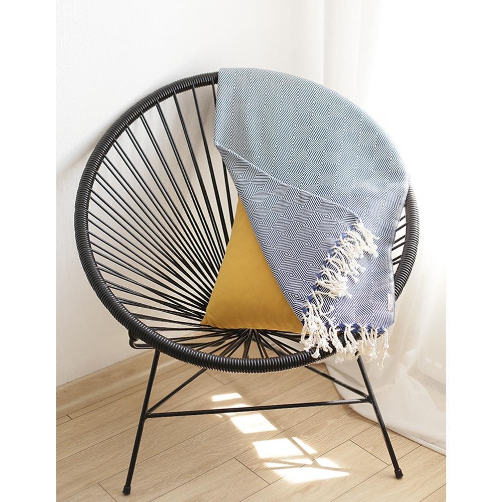 70" Geometric Handwoven Throw Blankets In Blue HomeRoots