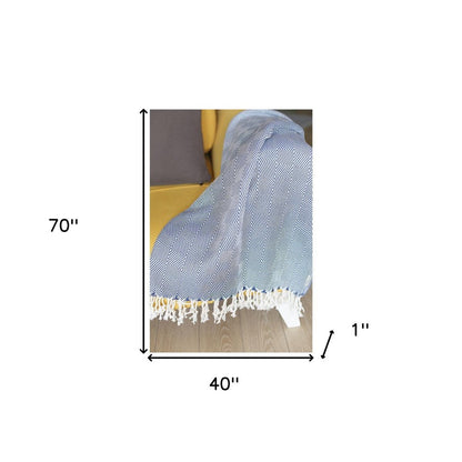 70" Geometric Handwoven Throw Blankets In Blue HomeRoots