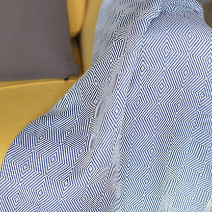 70" Geometric Handwoven Throw Blankets In Blue HomeRoots