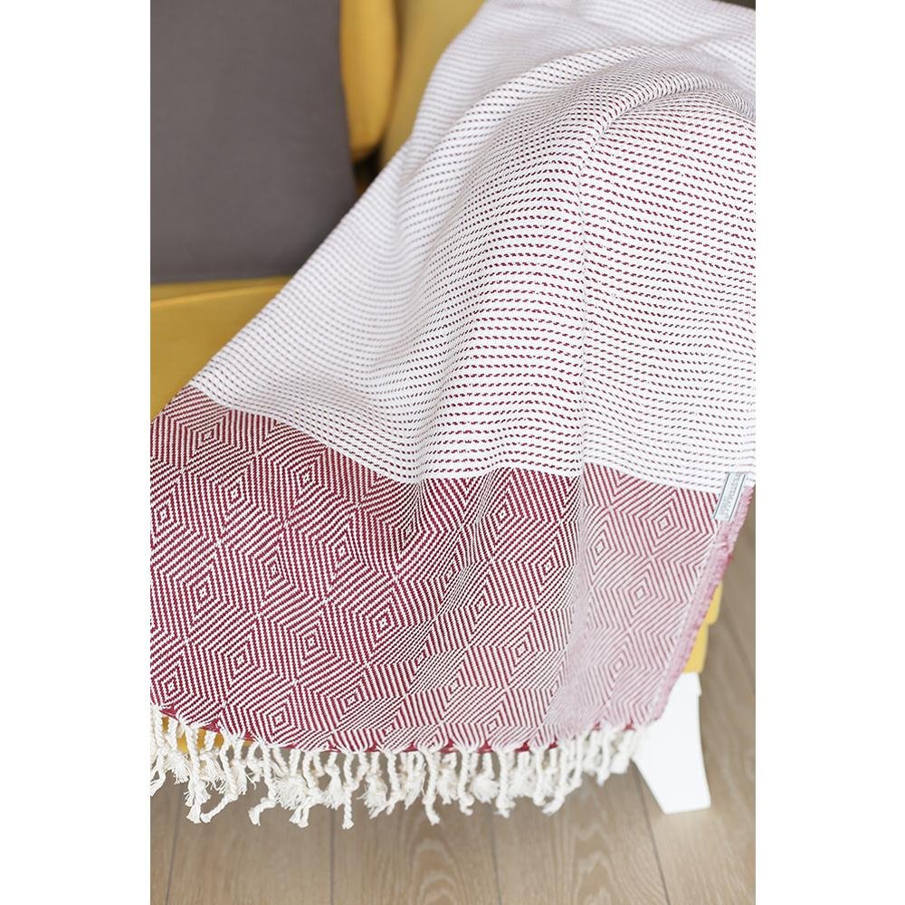 70" Turkish Cotton Handwoven Throw Blankets In Red HomeRoots