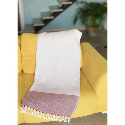 70" Turkish Cotton Handwoven Throw Blankets In Red HomeRoots