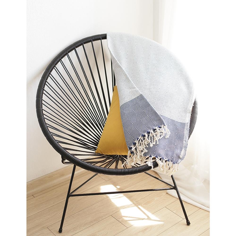 Blue And White Squares And Stripes Turkish Towel Or Throw Blanket HomeRoots