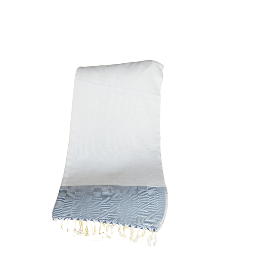 Blue And White Squares And Stripes Turkish Towel Or Throw Blanket - FurniFindUSA