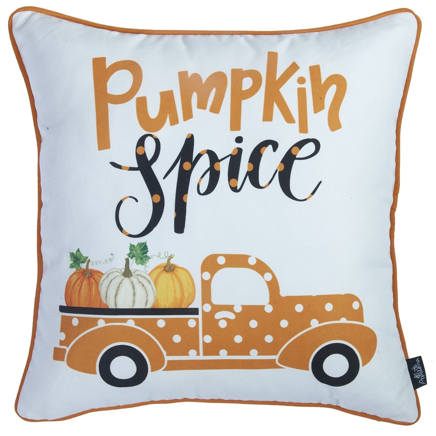 Set Of Four 18" Orange Pumpkin Pick Up Truck Pillow Covers FurniFindUSA
