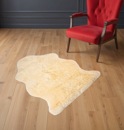 2' X 3' Cream New Zealand Natural Sheepskin Rug - 6.0" (L) x 6.0" (W) x 0.7" (H)