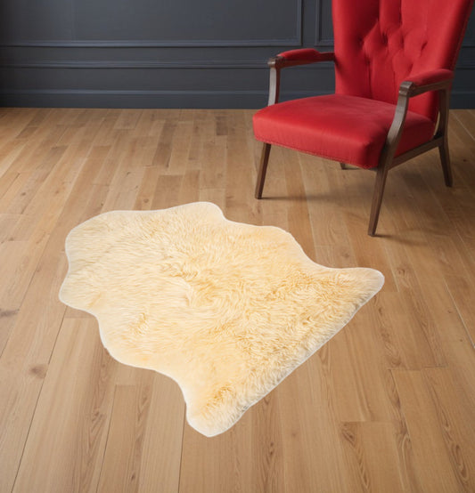 2' X 3' Cream New Zealand Natural Sheepskin Rug - 6.0" (L) x 6.0" (W) x 0.7" (H)