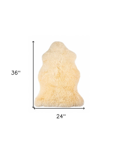 2' X 3' Cream New Zealand Natural Sheepskin Rug - 6.0" (L) x 6.0" (W) x 0.7" (H)