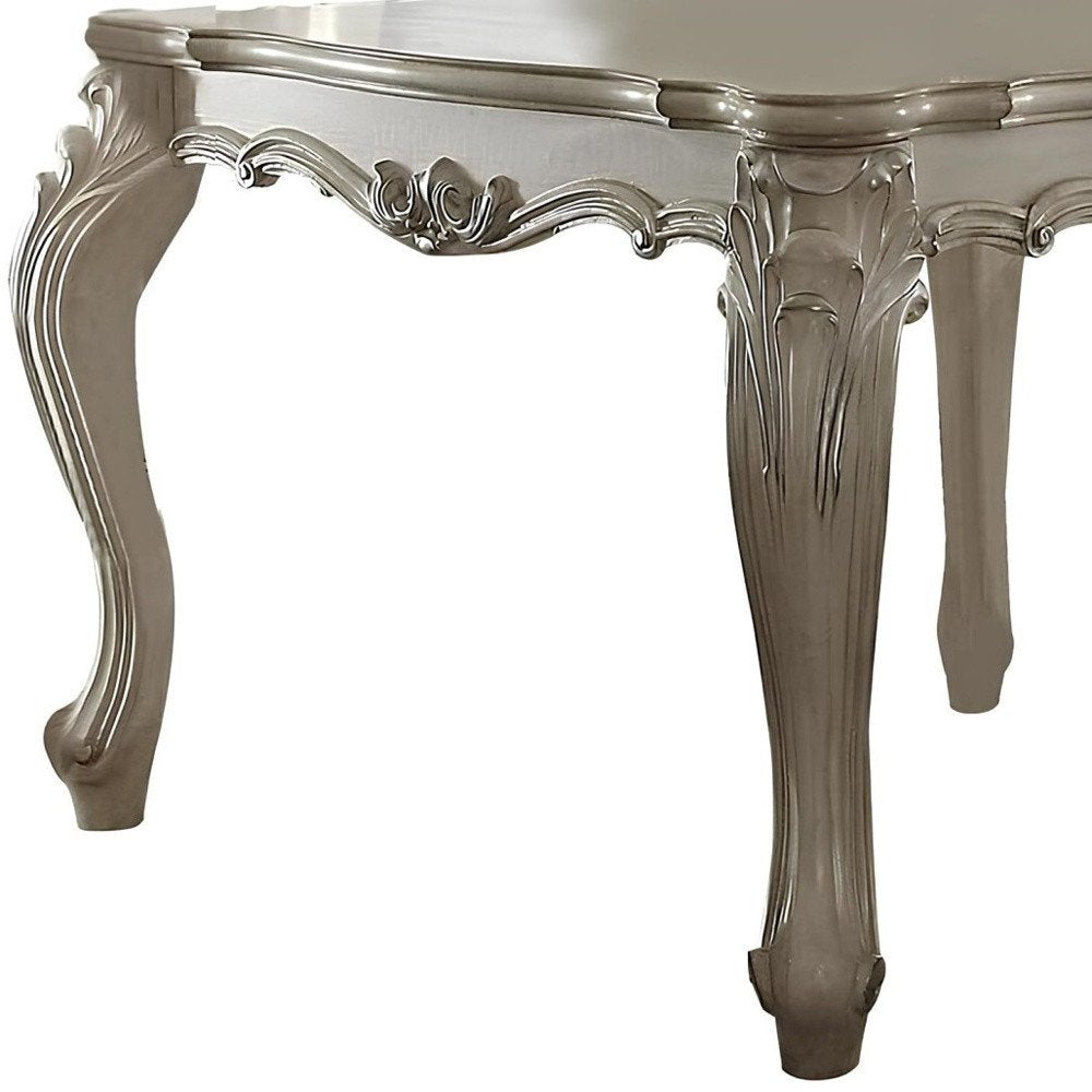 55" Antiqued White Solid Wood And Solid Manufactured Wood Dining Table HomeRoots