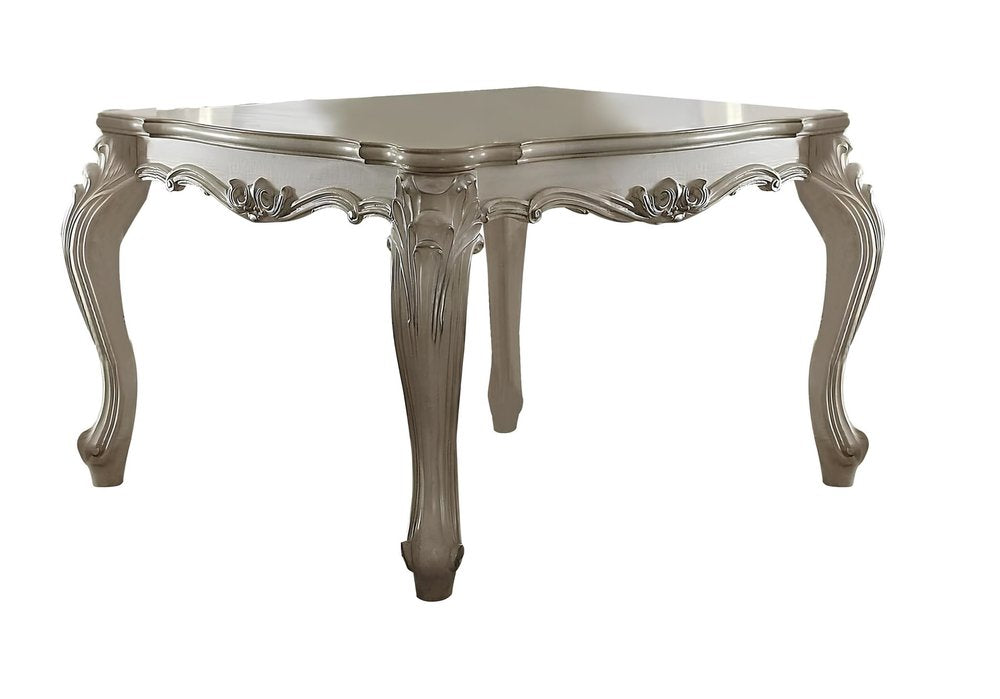 55" Antiqued White Solid Wood And Solid Manufactured Wood Dining Table HomeRoots