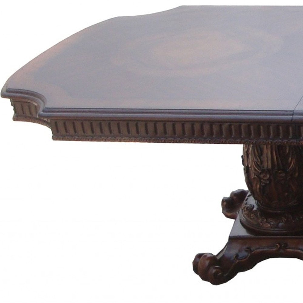 136" Brown Solid Wood And Solid Manufactured Wood Double Pedestal Base Dining Table HomeRoots
