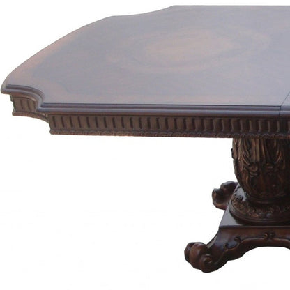 136" Brown Solid Wood And Solid Manufactured Wood Double Pedestal Base Dining Table HomeRoots