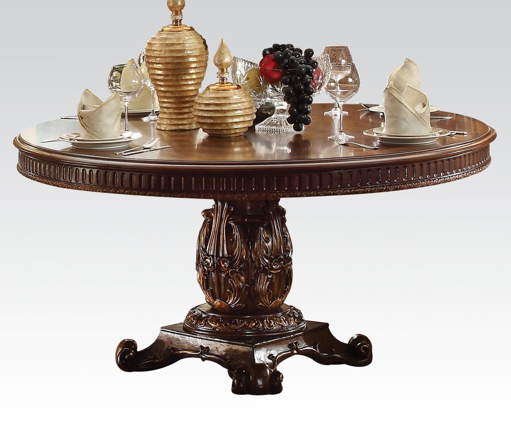 60" Brown Solid Wood Pedestal Base Dining Table HomeRoots