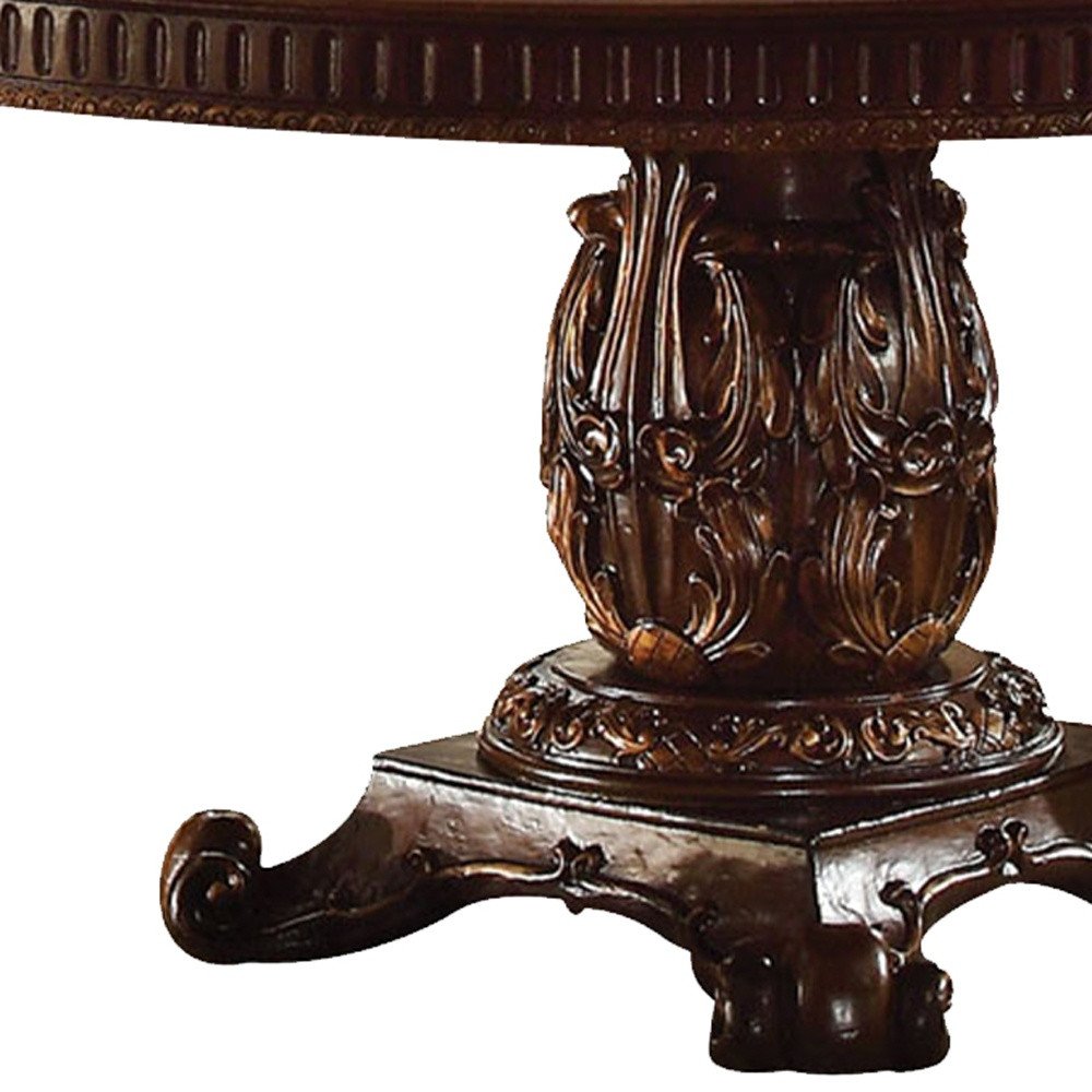 60" Brown Solid Wood Pedestal Base Dining Table HomeRoots