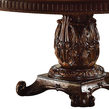 60" Brown Solid Wood Pedestal Base Dining Table HomeRoots