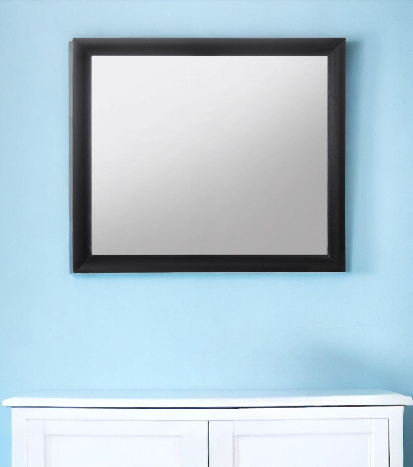 35" Black Square Wood Framed Mounted Dresser Mirror