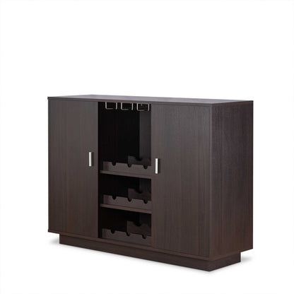 Espresso Wood Finish Wine And Stemware Cabinet HomeRoots