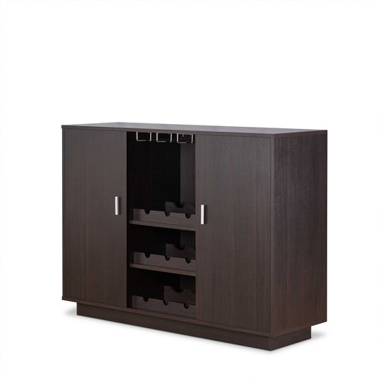 Espresso Wood Finish Wine And Stemware Cabinet HomeRoots