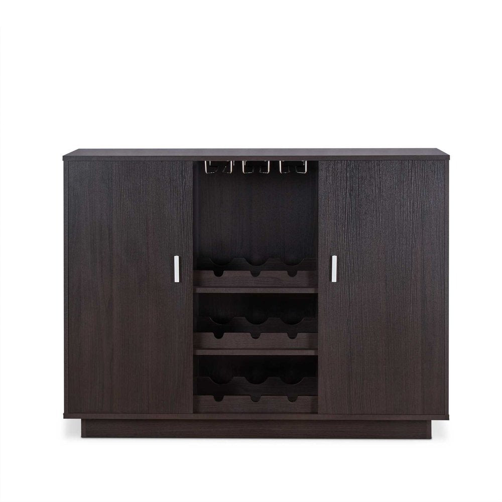 Espresso Wood Finish Wine And Stemware Cabinet HomeRoots