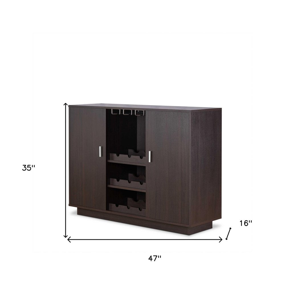 Espresso Wood Finish Wine And Stemware Cabinet HomeRoots