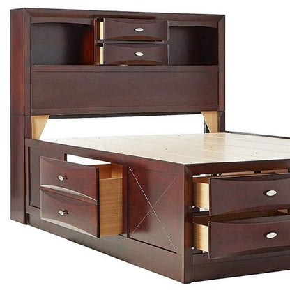Espresso Wood King With Ten Drawers Bed Frame HomeRoots