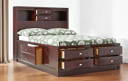 Espresso Wood King With Ten Drawers Bed Frame HomeRoots