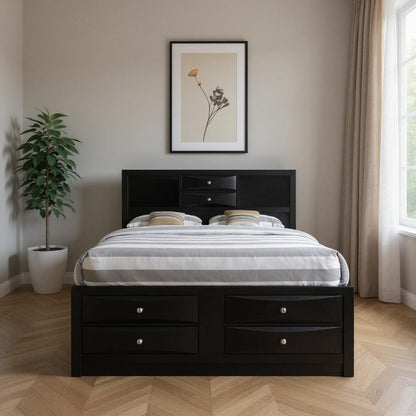 Black Wood King Bed Frame With Drawers HomeRoots