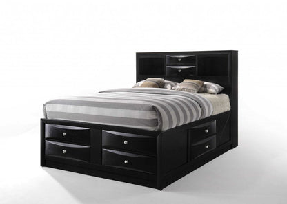 Black Wood King Bed Frame With Drawers HomeRoots