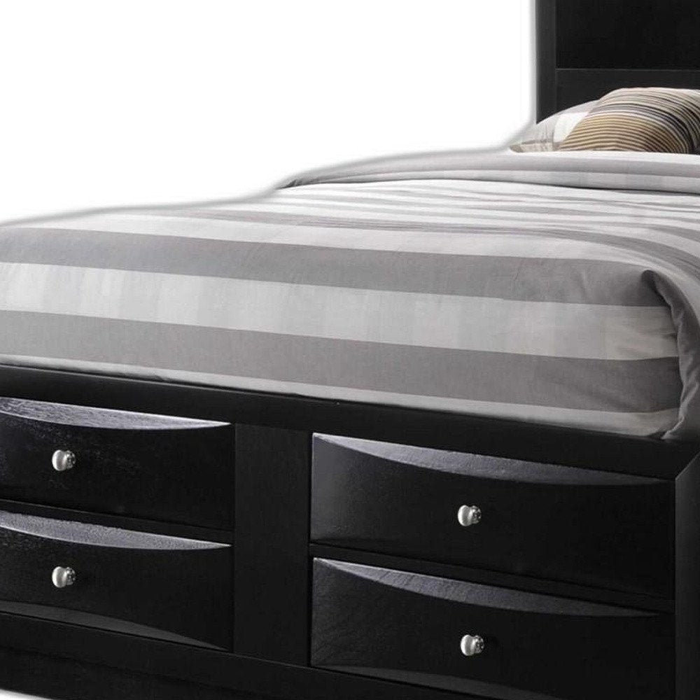 Black Wood King Bed Frame With Drawers HomeRoots