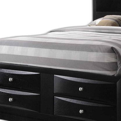 Black Wood King Bed Frame With Drawers HomeRoots