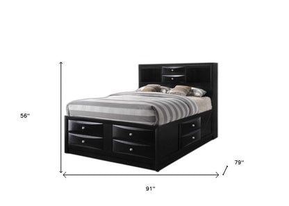 Black Wood King Bed Frame With Drawers HomeRoots