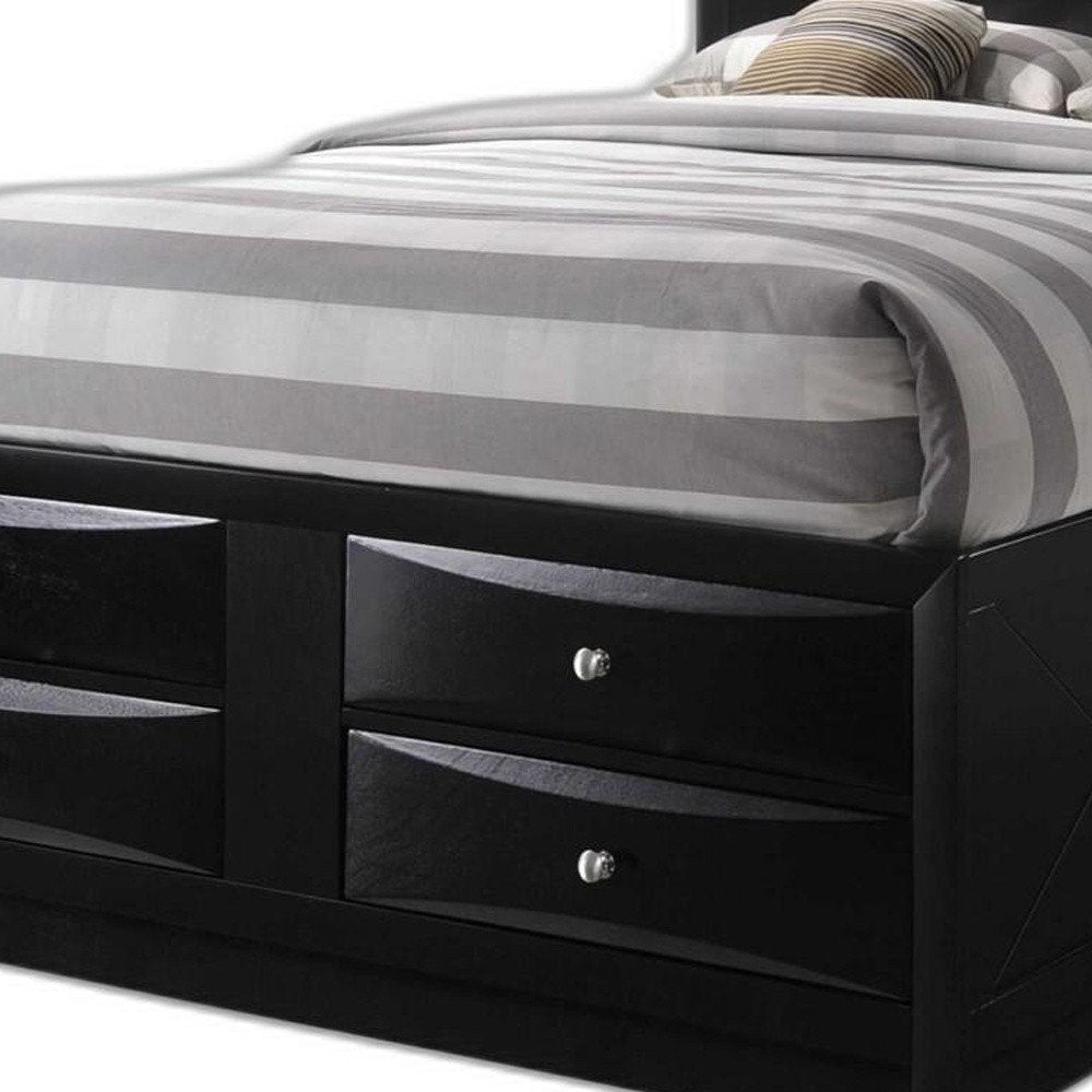 Black Wood King Bed Frame With Drawers HomeRoots