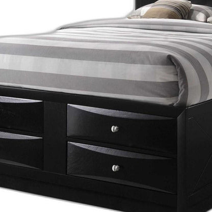 Black Wood King Bed Frame With Drawers HomeRoots