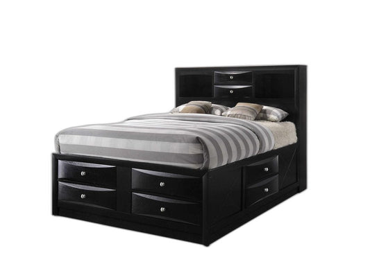 Black Wood Queen With Ten Drawers Bed Frame HomeRoots
