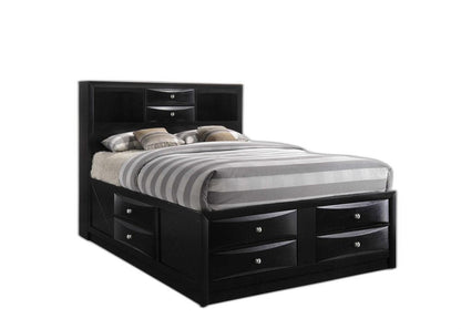 Black Wood Queen With Ten Drawers Bed Frame HomeRoots