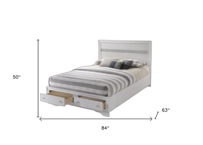 White and Gray Wood Queen With Two Drawers Bed Frame HomeRoots