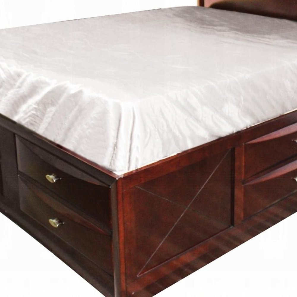 Espresso Wood Full Bed Frame With Drawers HomeRoots