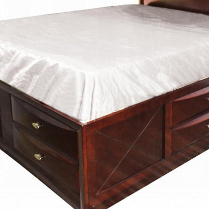 Espresso Wood Full Bed Frame With Drawers HomeRoots