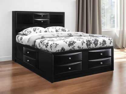 Black Wood Full With Ten Drawers Bed Frame HomeRoots