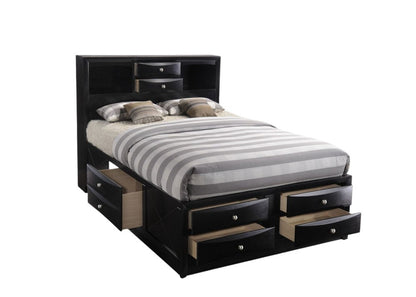 Black Wood Full With Ten Drawers Bed Frame HomeRoots