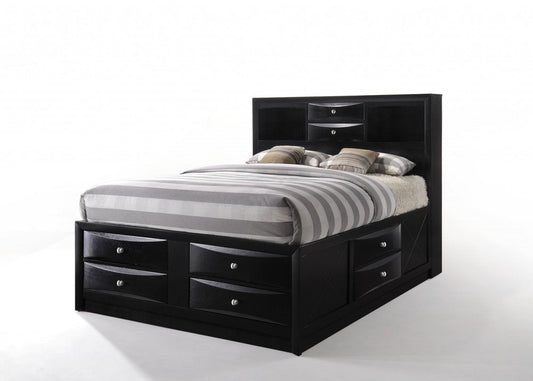 Black Wood Full With Ten Drawers Bed Frame HomeRoots