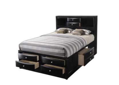 Black Wood Full With Ten Drawers Bed Frame HomeRoots