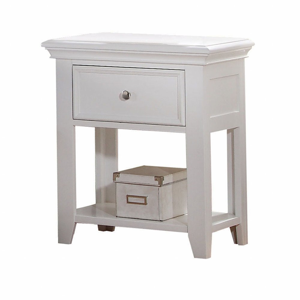 27" White One Drawer Nightstand — view 1
