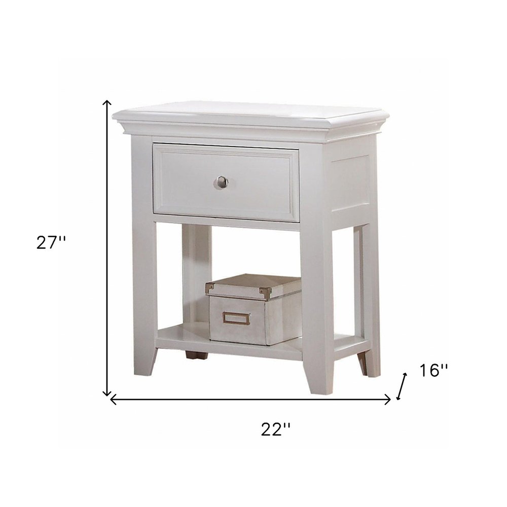 27" White One Drawer Nightstand — view 2