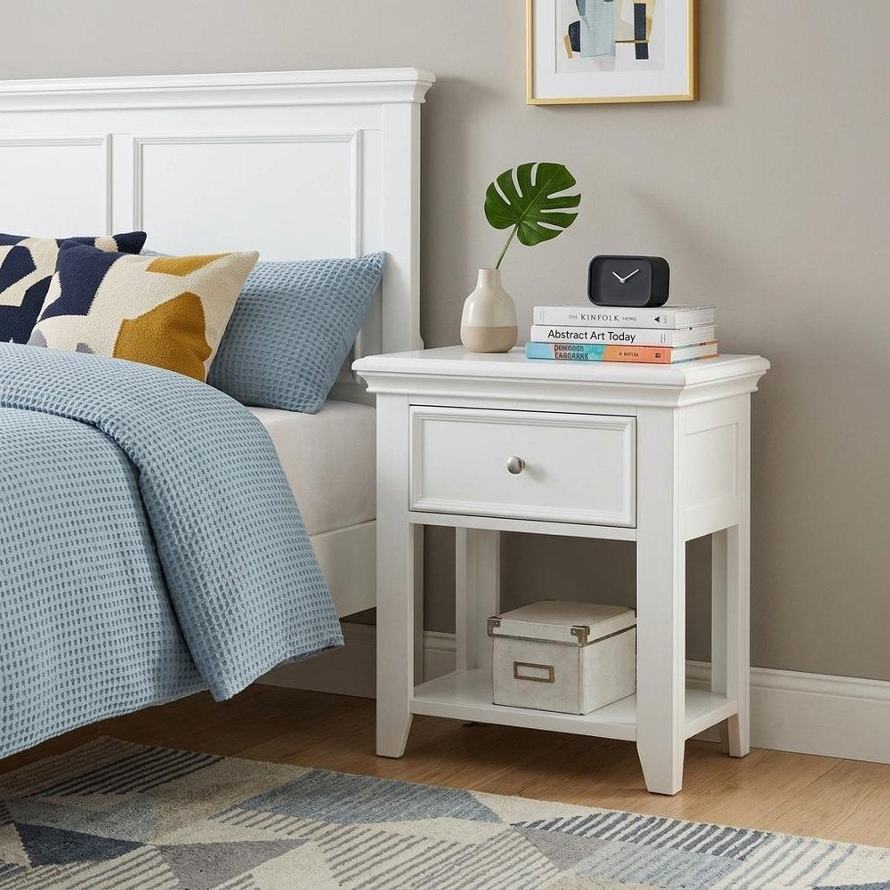 27" White One Drawer Nightstand HomeRoots