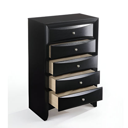 32" Black Solid Wood Five Drawer Standard Chest HomeRoots
